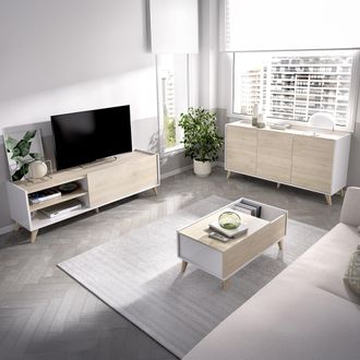 Dmora Muebles De Sala Tellur, Cajones, Modular, 4 Estantes, Roble Marr&oacute;n