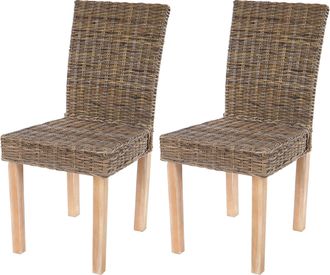 Hhg Hhg - Lote De 2 Silla De Comedor Littau, Silla De Mimbre Silla De Cocina, Rat&aacute;n Kubu