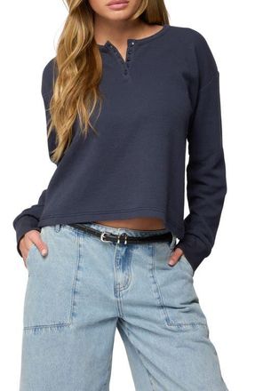 Edikted Deni Waffle Knit Henley in Navy at Nordstrom, Size X-Small