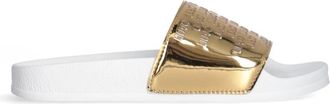 Liu Jo Spiegel wit goud sandalen met logo - Dames - Sandalen - Geel - 40 EU - Polyester - Schoenen