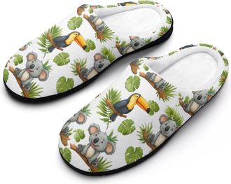 Generic Cute Koala Palm Leaf Mens Slippers Comfortable And Non-slip Cotton Slipper Shoe for House