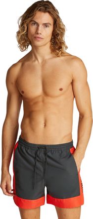 Calvin Klein Mens Medium Drawstring Swim Shorts with Logo, Red (Flaming Chili), M