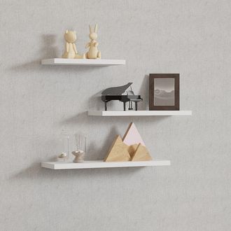 Dmora Estante Roscigno, 3 Niveles, Set De 3 Estantes, 30x2x14h Cm Blanco