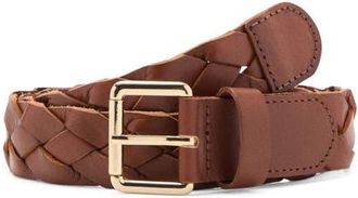 Mango Starring Hailey Bieber Braided Leather Belt in Brown at Nordstrom, Size Medium