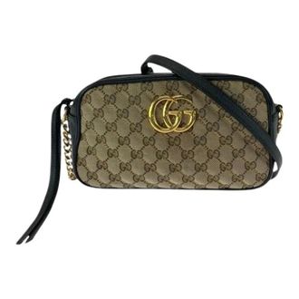 Gucci Pre-owned Cross Body Bags, female, Brown, Size: ONE SIZE Pre-owned GG Marmont GG Canvas Shoulder Bag