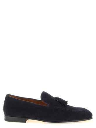 Doucal's Navy Blue Solid Adler Loafers