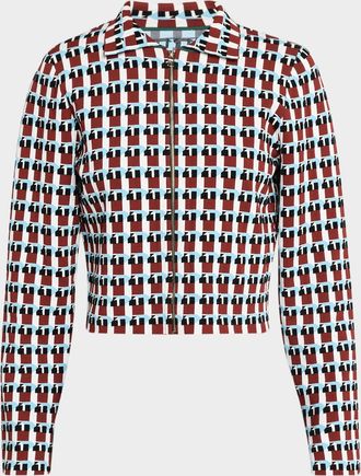 Zankov Sauve Geo Knit Zip Shirt Jacket