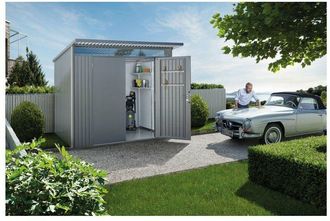 BIOHORT Caseta Cobertizo Metalica Avantgarde A6 Color Plata Metalizada Puerta Est&aacute;ndar