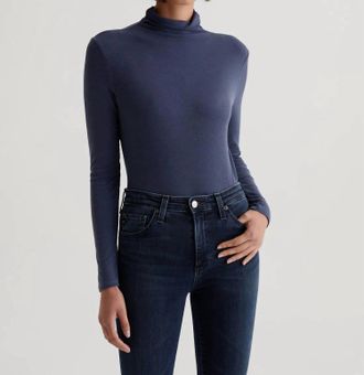 AG - Adriano Goldschmied Chels Slim Turtleneck Top In Blue Stone