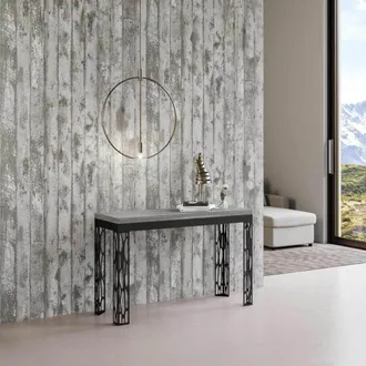 Itamoby Tavolo Apribile 120/200x45/90 Cm Ghibli Double Cemento Telaio Antracite