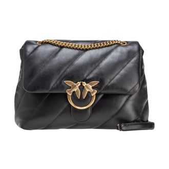 Pinko Big Love Bag Puff - Dames - Schoudertassen - Zwart - ONE Size - Leer - Tassen