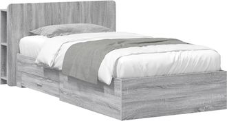 vidaXL Estructura De Cama Con Almacenamiento Sonoma Gris 100 X 200 Cm Vidaxl