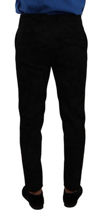 Dolce & Gabbana Mens Black Brocade Skinny Formal Trouser Dress Pants Polyester