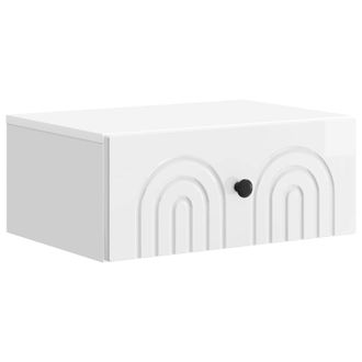 vidaXL Mesita De Noche De Pared Con Caj&oacute;n Brillante 49 X 34,5 X 20 Cm Vidaxl