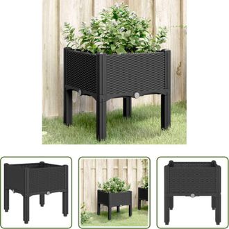 vidaXL Fioriera da patio - Fioriera da Giardino con Gambe Nera 40x40x42 cm in PP