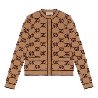 Gucci (WMNS) Gucci GG Wool Boucle Jacquard Cardigan Camel Brown 713300-XKCNA-2668
