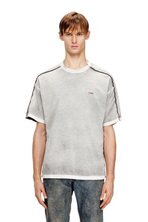 Diesel Relaxed cotton T-shirt with colour spray - T-Shirts - Man - Grey