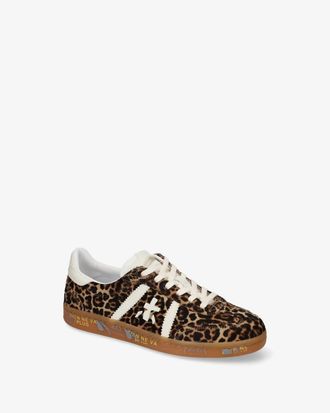 Vaneli Womens Premiata Bonnie Sneakers In Camel Mini Leo Hair Calf