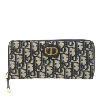 Dior Beige Navy Jacquard Long Wallet (Bi-Fold) (Pre-Owned)