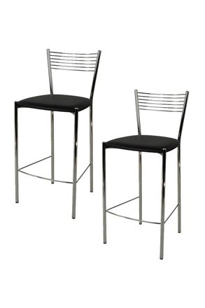 Tommychairs Tommychairs 2 Taburetes Elegance Acero Cromado Asiento Polipiel Negro