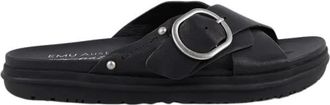 Emu Ebony Slide - Dames - Sandalen - Zwart - 41 EU - Leer - Schoenen