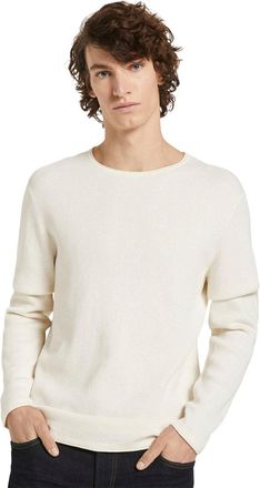 Tom Tailor Denim Strickpullover TOM TAILOR DENIM, Herren, Gr. XXL, oat milk, Feinstrick, Obermaterial: 100% Baumwolle, schmal, Rundhals, Pullover Strickpullover, mit d