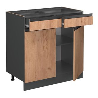 Vicco Mobiletto base per cucina R-Line, Quercia dorata, 80 cm Forma a j, senza piano di lavoro Vicco