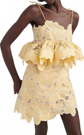 Celia B Tava Floral Lace Skirt In Yellow