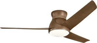 Elstead Lighting Ventilador de techo LED 152 cm, IP44, nogal