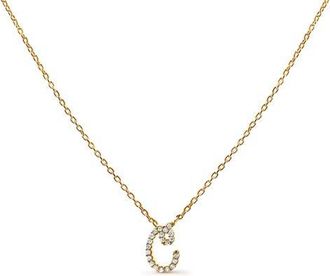 House of Brilliance 10K Gold Diamond Accent A-Z Initial Script Style Pendant Necklace in Yellow | D at Nordstrom