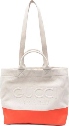 Gucci logo-embossed tote bag - Neutrals