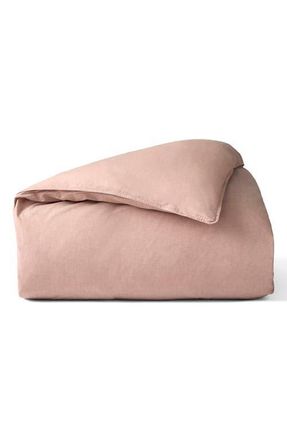 Coyuchi Crinkled Organic Cotton Percale Duvet Cover in Praline Chambray at Nordstrom, Size King/california King