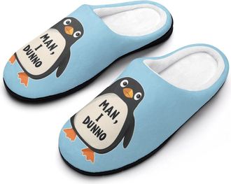 Generic Penguins Man I Dunno Slippers Men Winter Warm Cotton Anti-Slip Indoor Slip-Ons House Shoes