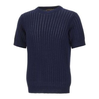 FILIPPO DE LAURENTIIS Round-neck Knitwear, male, Blue, Size: 2XL Filippo De Laurentis Sweaters Blue