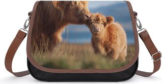 Generic Highland Cow Love Crossbody Bags for Women Shoulder Messenger Bag Purse Handbags
