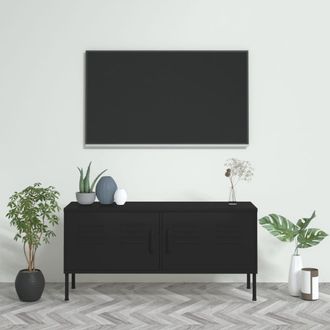 vidaXL Vidaxl - Mueble Para Tv De Acero Negro 105x35x50 Cm