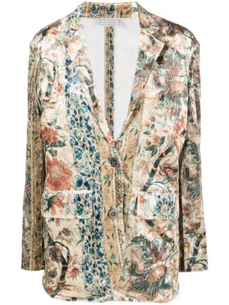 Pierre-Louis Mascia floral-print single-breasted blazer - Neutrals