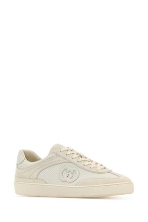 Gucci Mens White Suede And Fabric Sneakers Owowowowow