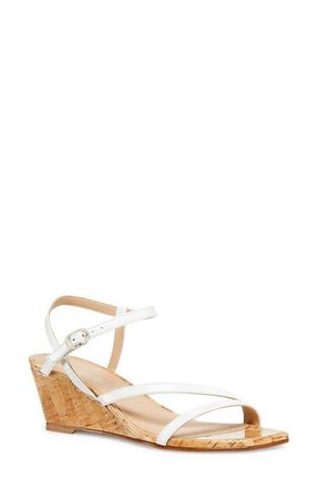 Stuart Weitzman Oasis 50 Wedge Sandal in White. at Nordstrom, Size 10
