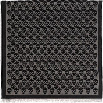 Alexander McQueen Sjaal met een opvallend schedel motief - Heren - Sjaals - Zwart - ONE Size - Katoen - Accessoires