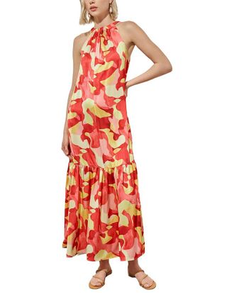 Ming Wang Drop-Waist Crepe De Chine Maxi Dress