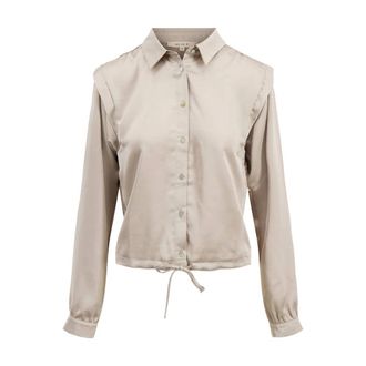 Zusss Dames, Blouses & Shirts, Beige, Maat: XL Satijn