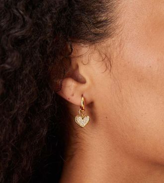 Abbott Lyon Orecchini placcati oro 18K con ciondoli a cuore con pav&eacute; di cristalli