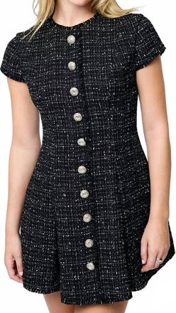 French Connection Speckled Tweed Dress In Black-White