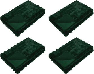 vidaXL Manta De Piel De Conejo Sint&eacute;tica 4 Pcs Verde Oscuro Vidaxl