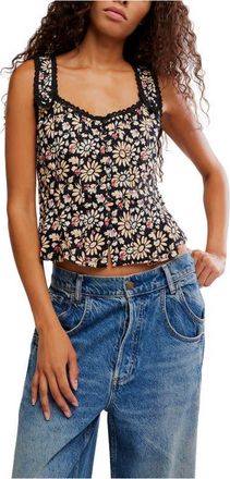 Free People Bridgette Corset Peplum Top in Black Combo at Nordstrom, Size X-Large
