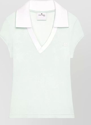 Courr&egrave;ges cropped v-neck short-sleeve polo top