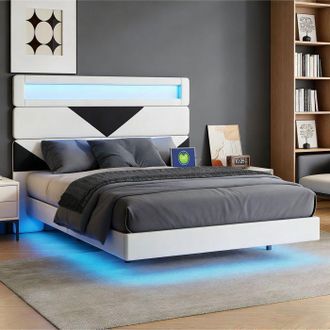 OEM Cama Doble - Cama Flotante 160x200 - Terciopelo Multicolor - Led Integrada Y Regleta Usb/type-c - Somier Incluido