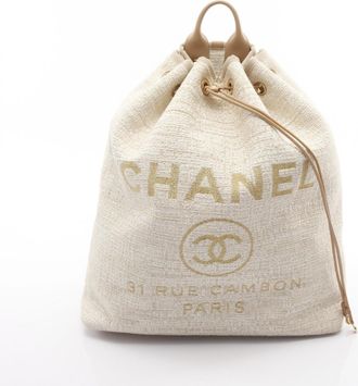 Chanel Leather Raffia Backpack (Pre-Owned)