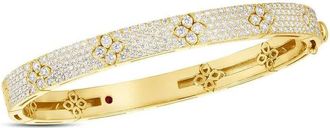 Roberto Coin Love in Verona 18K Yellow Gold Diamond Pave Bangle With Flowers